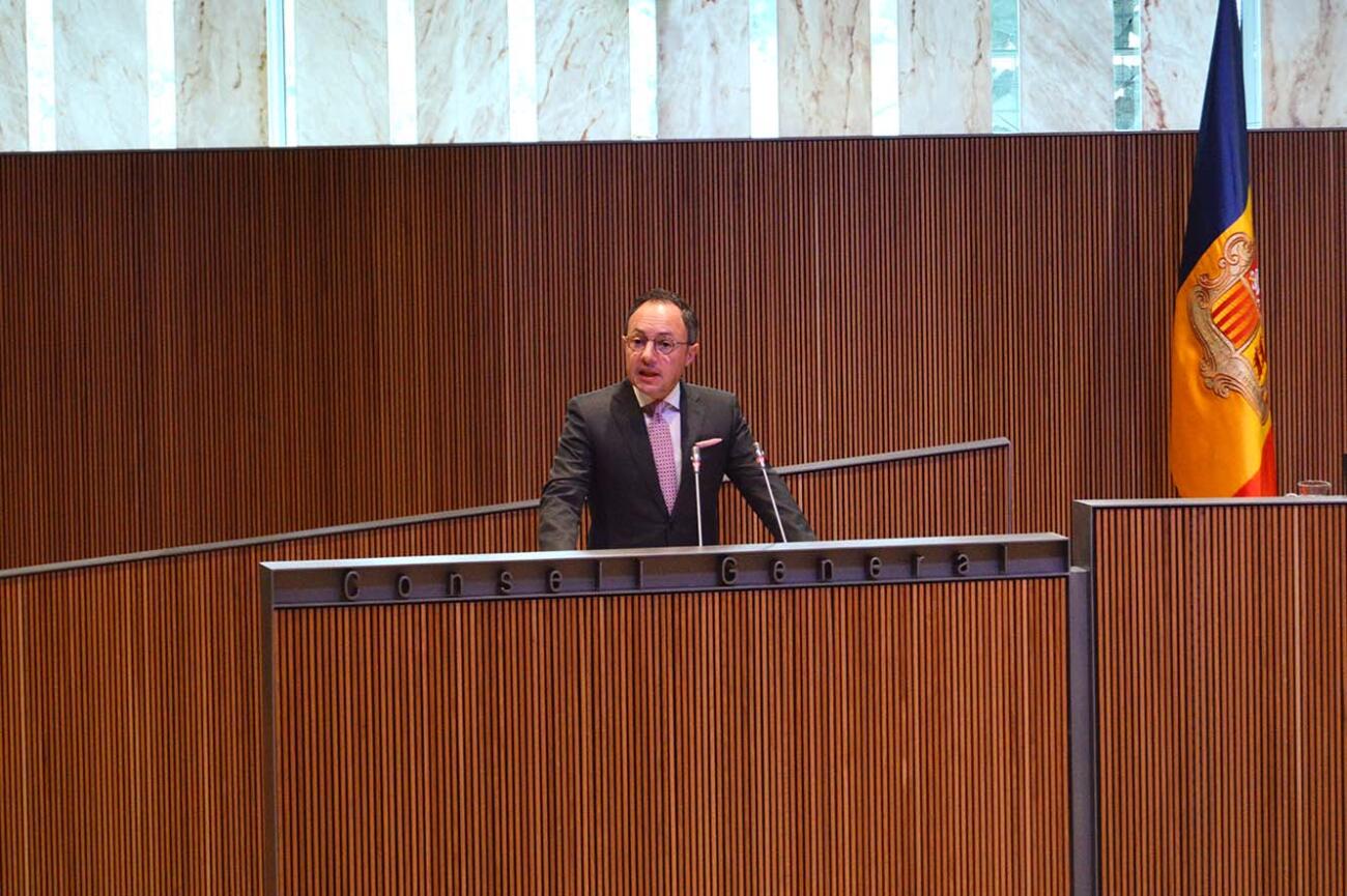 Xavier Espot en un moment del debat d'investidura (fotografia: M.F/ANA).