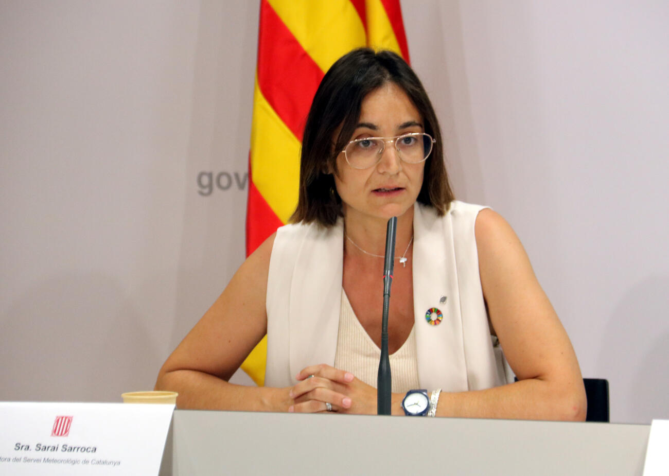 Sarai Sarroca, directora del Meteocat, durant una conferència de premsa (fotografia: ACN).