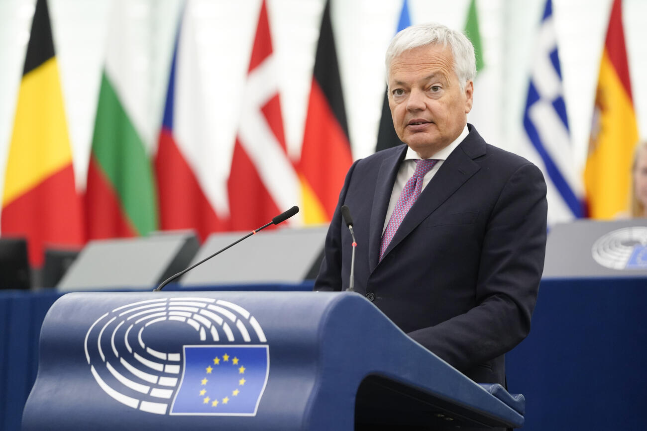 El comissari de Justícia, Didier Reynders, en un debat al ple sobre Pegasus.