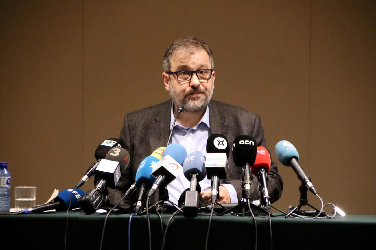 Enric Puiggròs, delegat de la Companyia de Jesús a Catalunya i president del patronat de la Fundació Jesuïtes Educació, en conferència de premsa