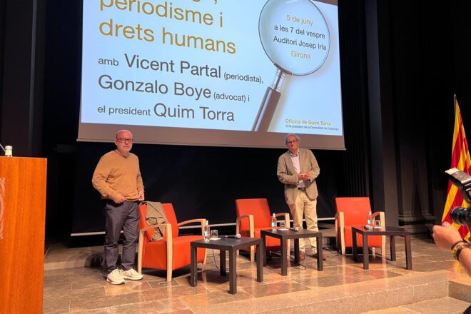 [VÍDEO] “Espionatge, periodisme i drets humans”: conversa entre Quim Torra, Gonzalo Boye i Vicent Partal