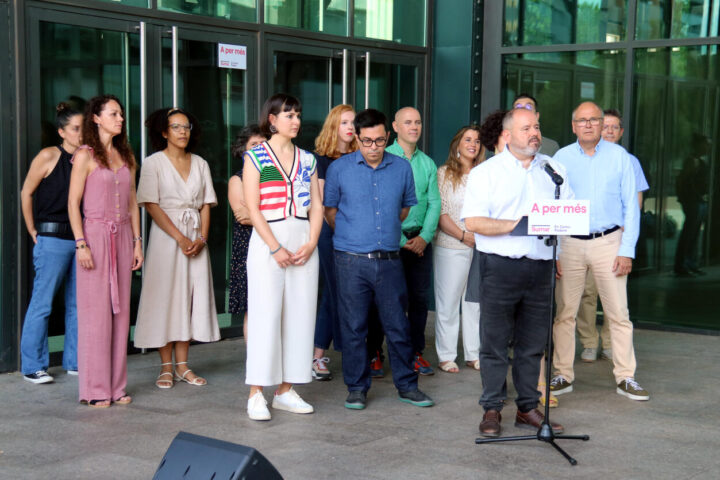Conferència de premsa de presentació de la llista de Sumar-En Comú Podem a Sabadell (fotografia: ACN / Àlex Recolons).