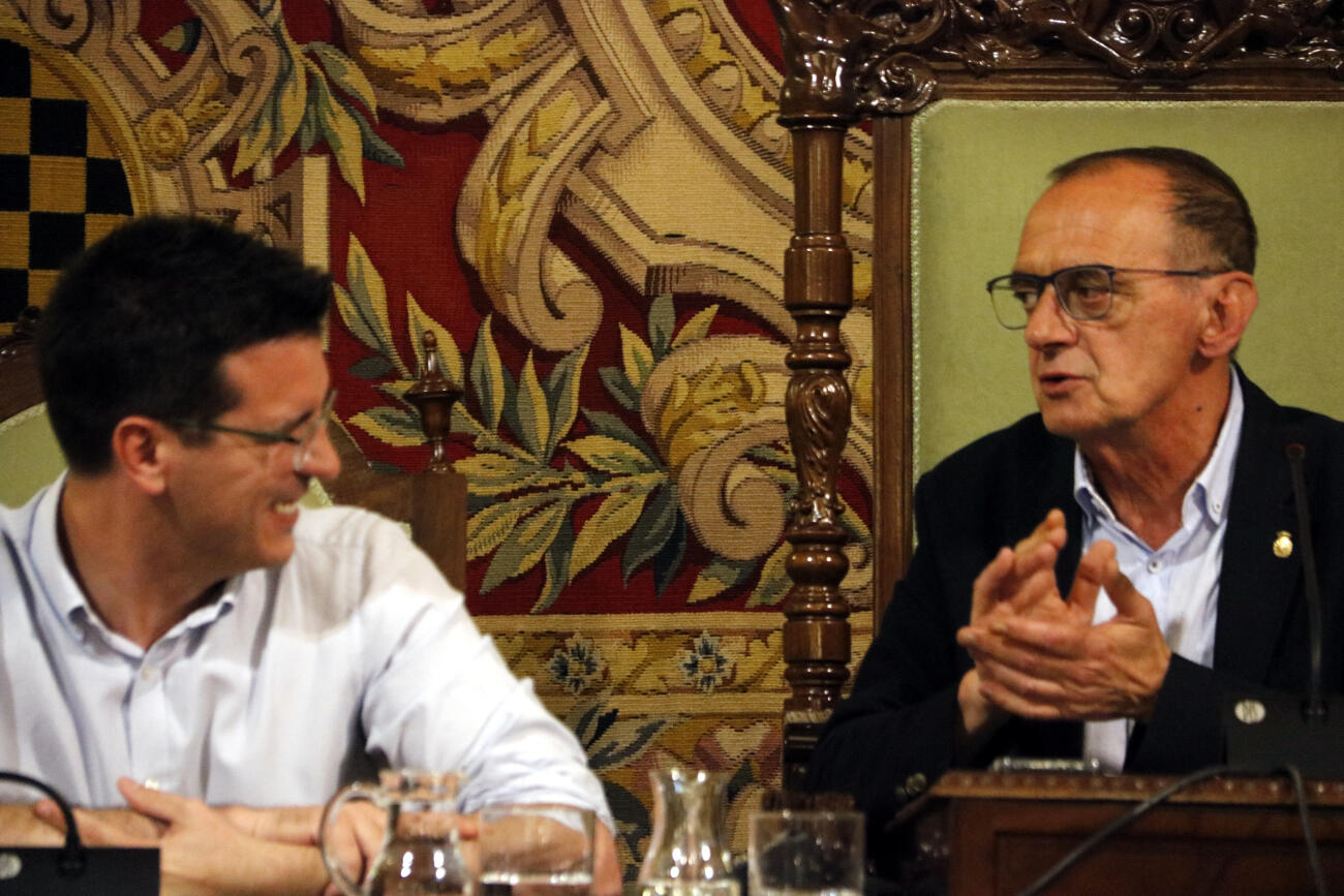 Postius i Pueyo a l'Ajuntament de Lleida (fotografia: ACN / Oriol Bosch).