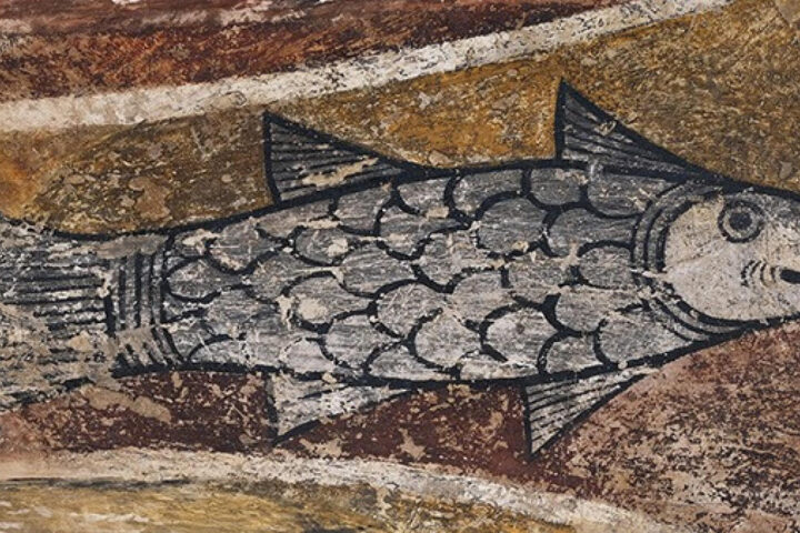 Símbol cristià d'un peix de Sant Llorenç d'Isavarre (fotografia: cedida a l'ACN per Juan Antonio Olañeta).