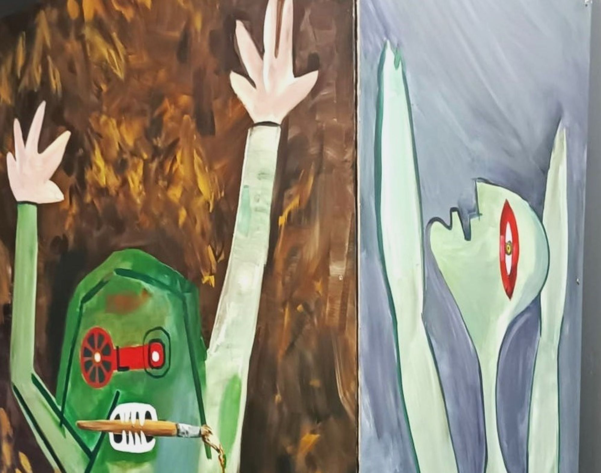 Dues pintures de Rodoreda ampliades per Eva González (fotografia: M.I.).