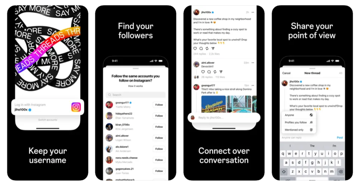 Captures de pantalla de Threads, la nova aplicació alternativa a Twitter