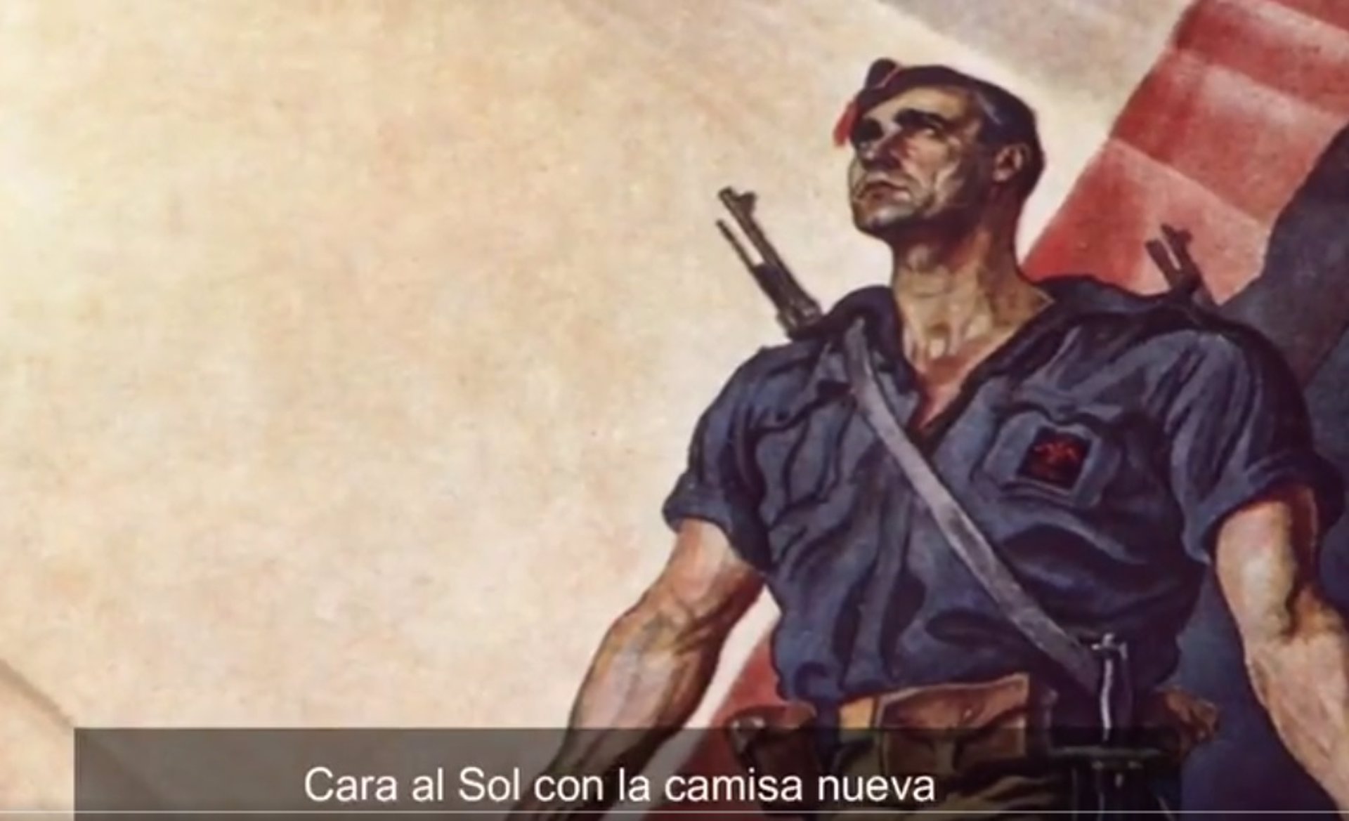 Fragment d'un vídeo de la Falange amb la lletra del