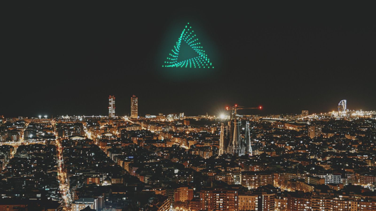 Una imatge del simulacre de 'Geomètrics 200'. Fotografia: Flock Drone Art