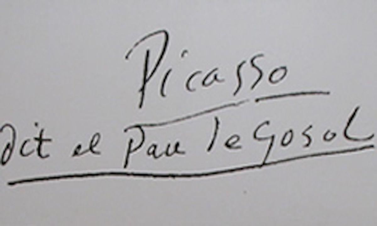 Picasso signa com a Pau de Gósol una carta a Enric Casanovas.