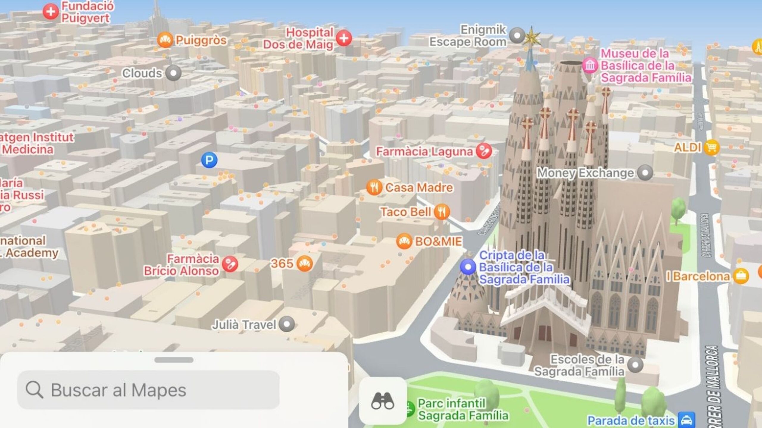 Captura de pantalla de com es veu la Sagrada Família de Barcelona amb la nova actualització