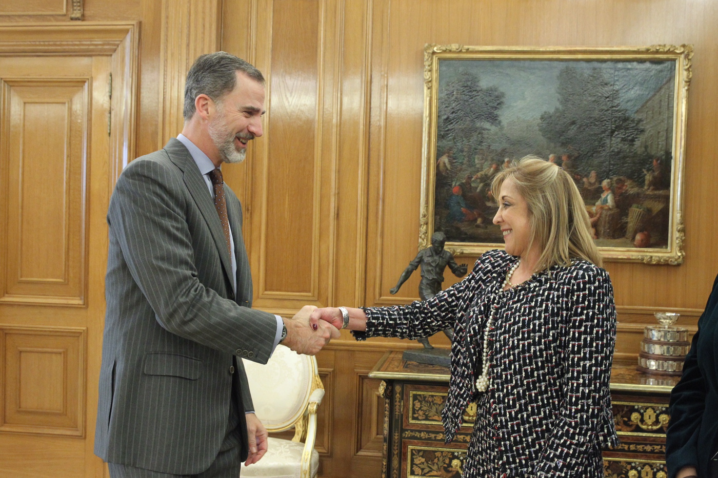 Felipe VI rep en audiència María Luisa Lamela, el gener del 2018. Fotografia: Casa Real.
