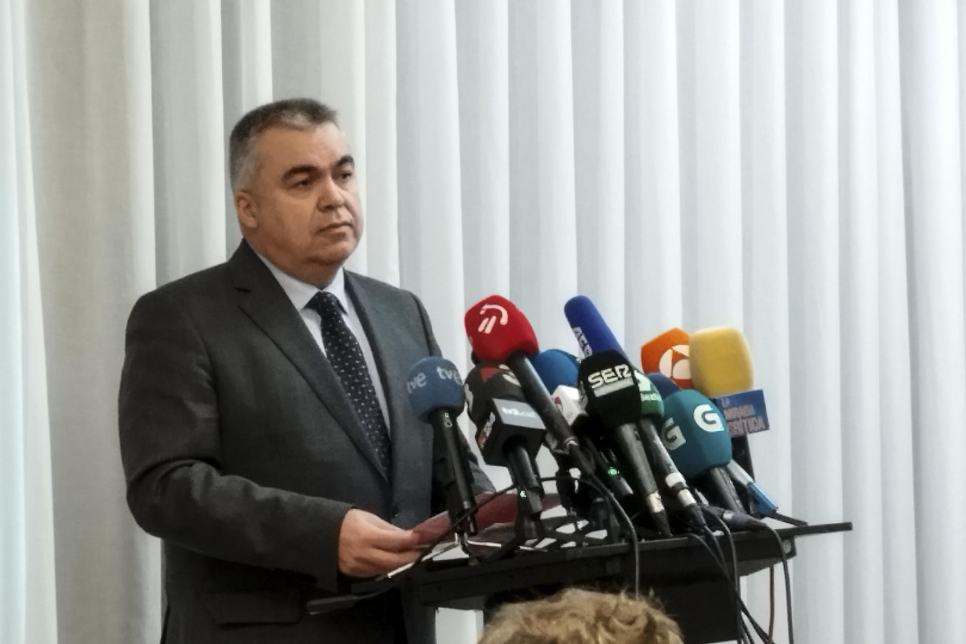 Santos Cerdán en un moment de la compareixença a Brussel·les (fotografia: EFE / Pablo Garrigós).