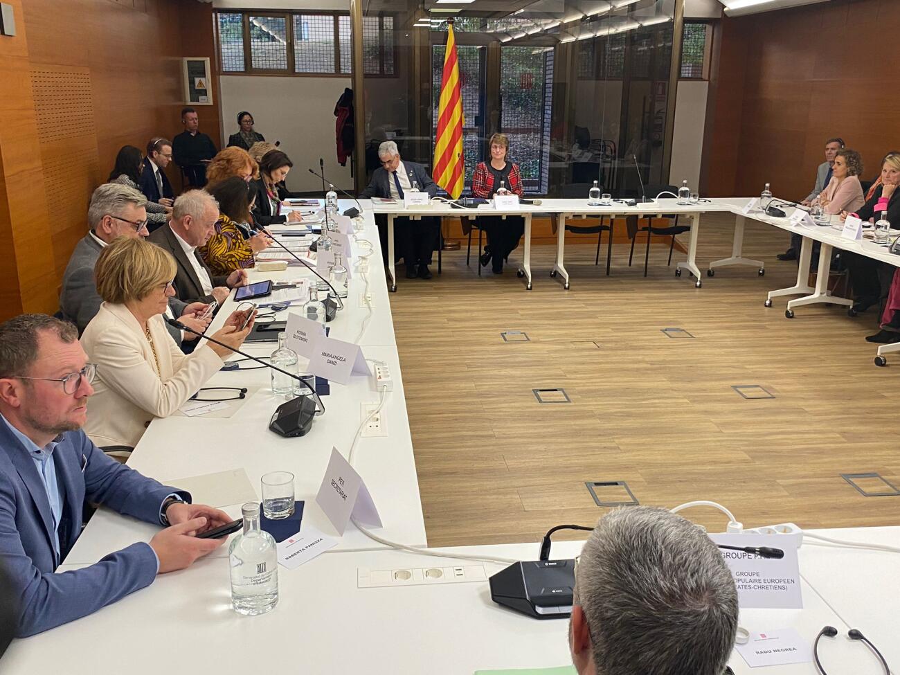 Imatge d'arxiu de la reunió de la consellera d'Educació, Anna Simó, amb els eurodiputats.