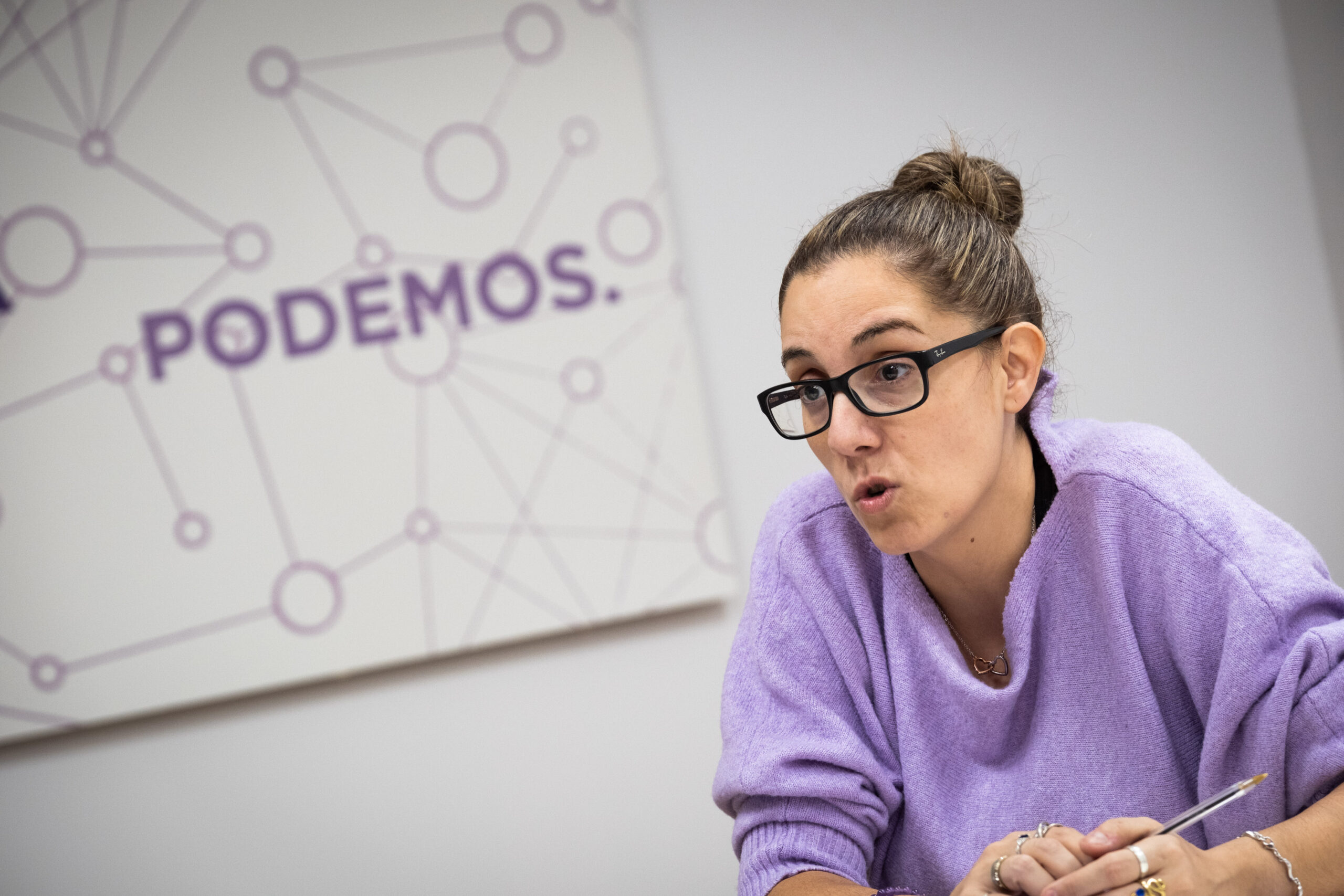 Conchi Abellán, a la seu de Podem a Catalunya (fotografia: Adiva Koenigsberg).