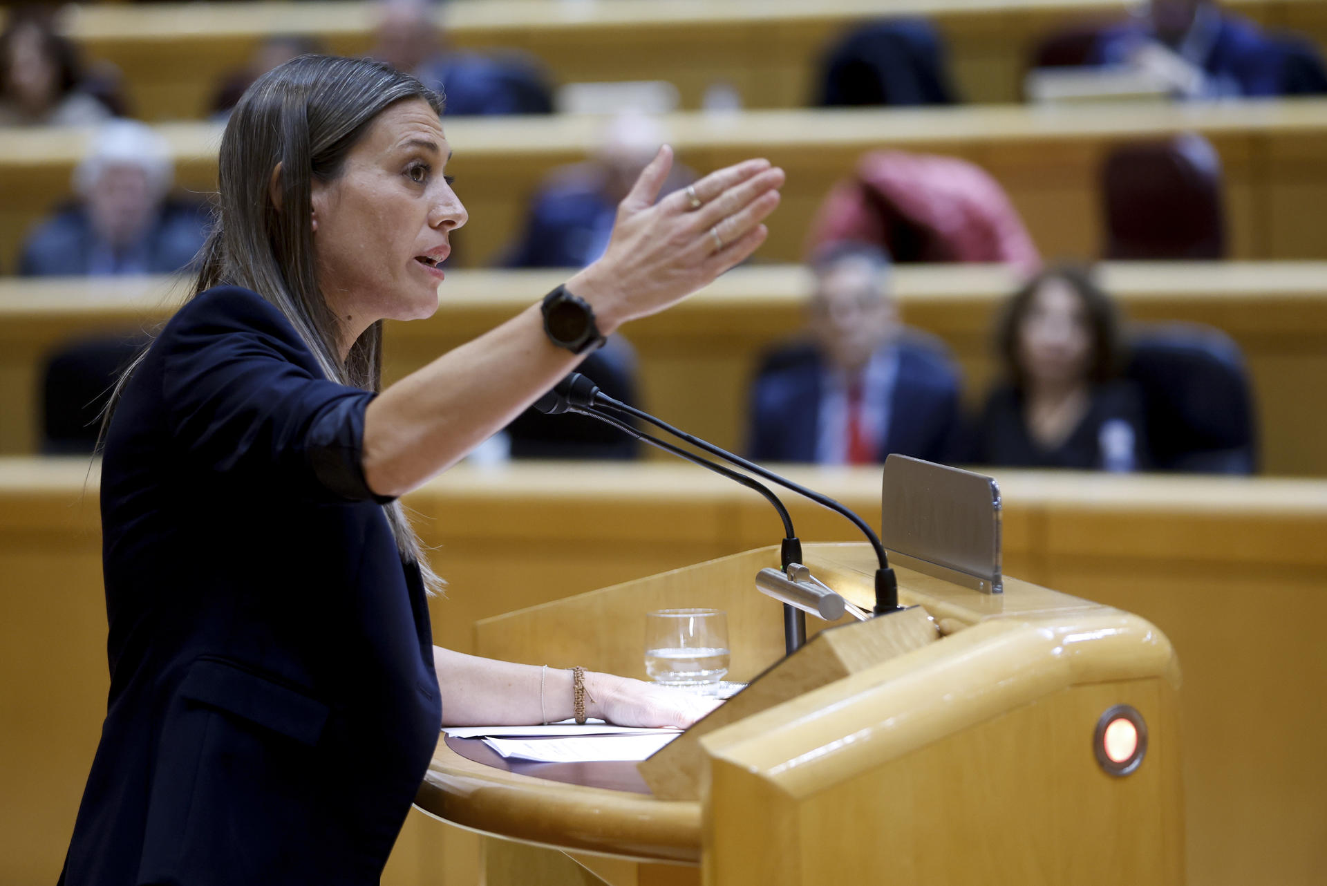 La portaveu de Junts, Míriam Nogueras, en un moment al senat espanyol (fotografia: EFE / Mariscal).