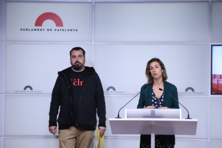 Dani Cornellà i Laia Estrada, en una roda de premsa del febrer d'enguany (Fotografia: ACN)