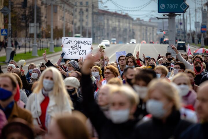 Protestes contra el règim de Lukaixenko a Minsk l'any 2020 (fotografia: Wikimedia Commons)