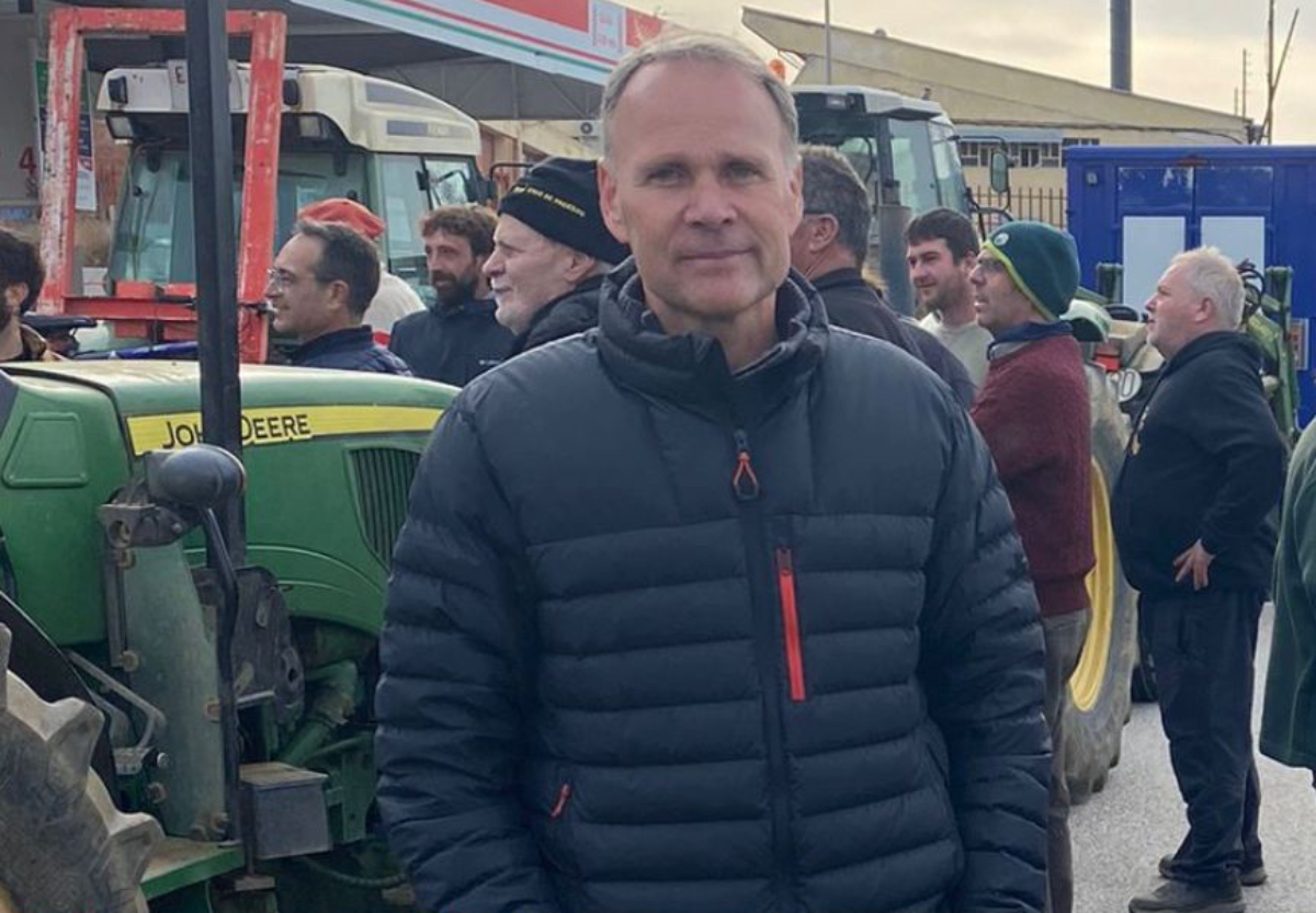 Miquel Riera a la concetració pagesa de dimarts 6 de febrer a Mataró (el Maresme).