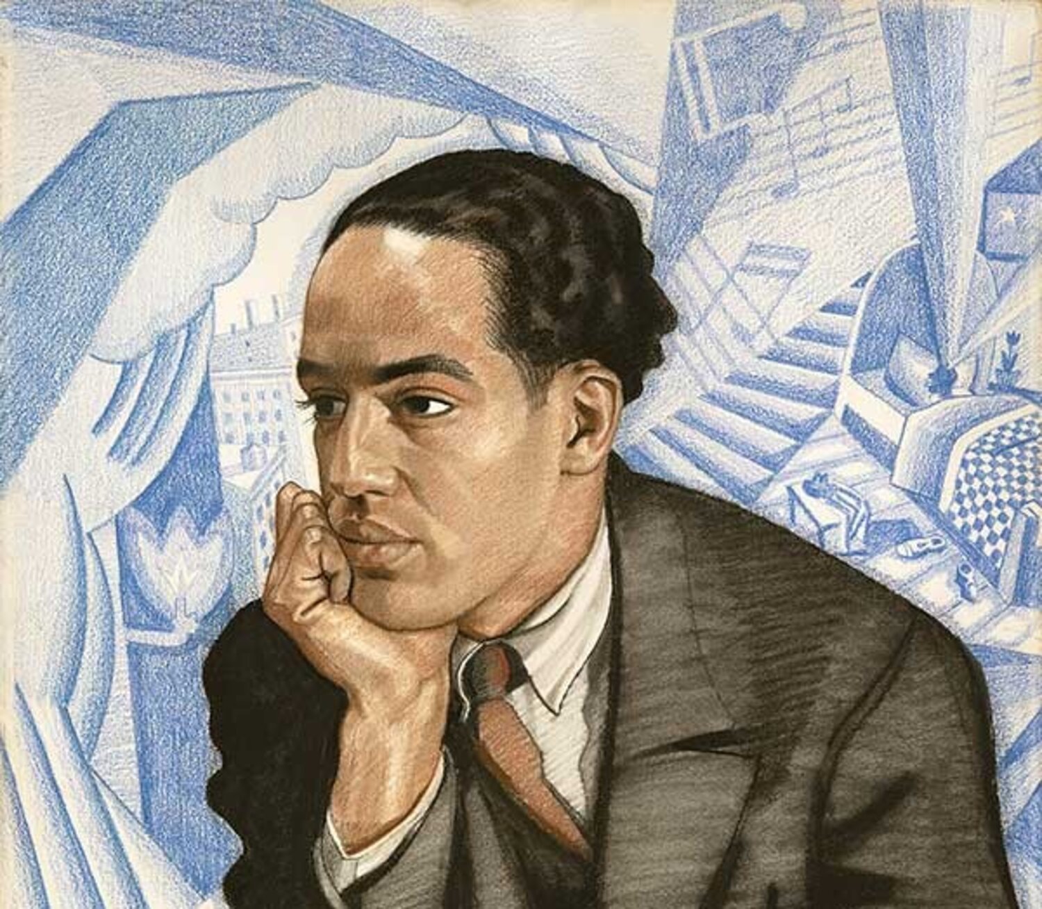 L’escriptor Langston Hughes per Winold Reiss, detall. National Portrait Gallery, USA.