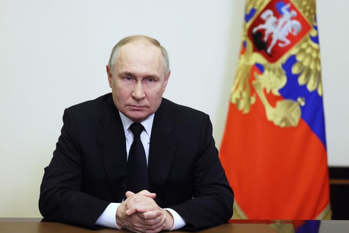 Vladímir Putin, durant el discurs posterior a l’atac de Moscou (fotografia: cedida pel govern de Rússia).