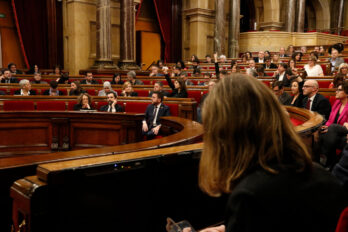 Una votació del ple del Parlament de Catalunya, el 6 de març d'enguany (Fotografia: ACN)