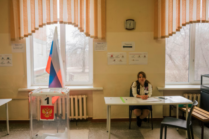 Un centre de votació a Bélgorod. Fotografia: Nanna Heitmann/The Washington Post