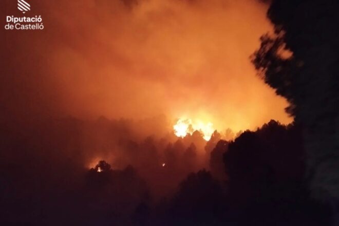 Confinen els veïns de Toga per un incendi forestal que talla la CV-20