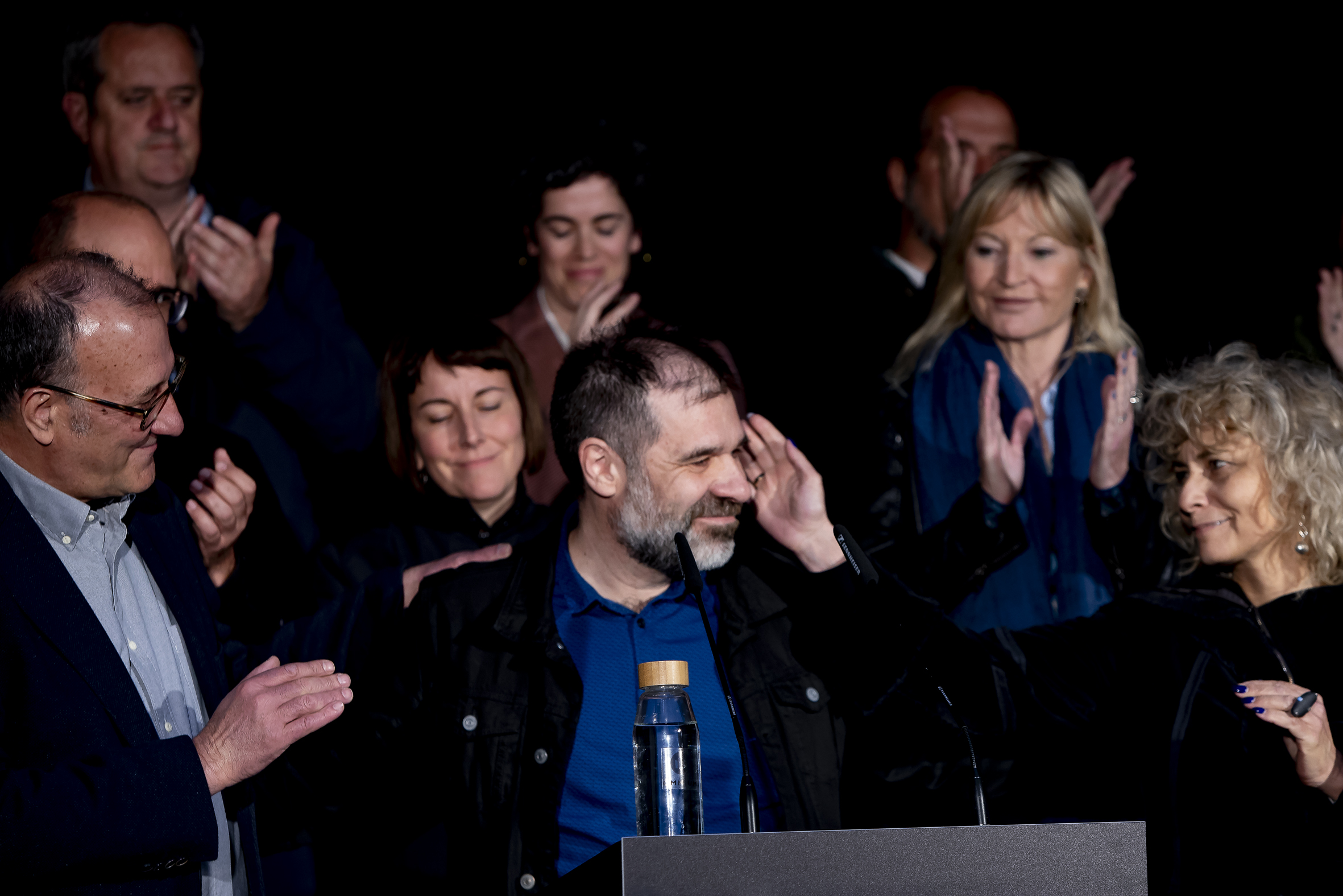Oleguer Serra en un moment de la conferència de premsa a Perpinyà (fotografia: Albert Salamé).