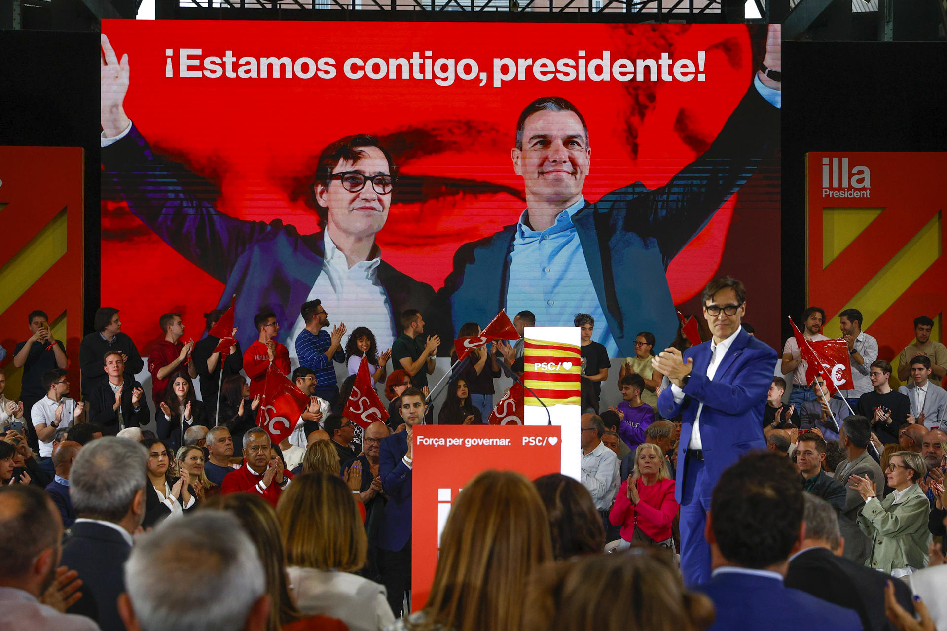 El candidat del PSC, Salvador Illa, en el primer acte de campanya a Sabadell de les eleccions a Catalunya del 12-M