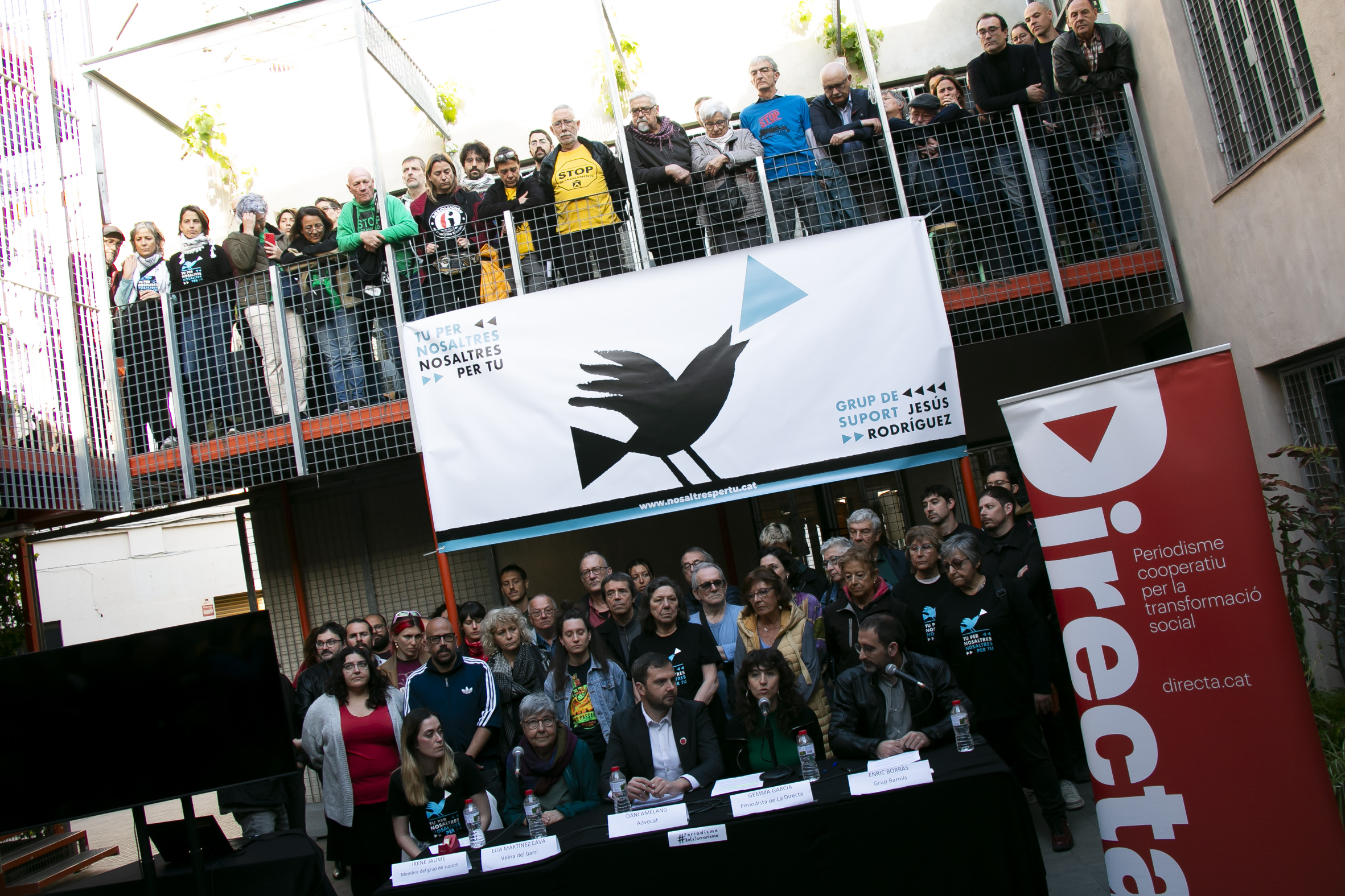 Acte de suport a Jesús Rodríguez, ahir al matí.