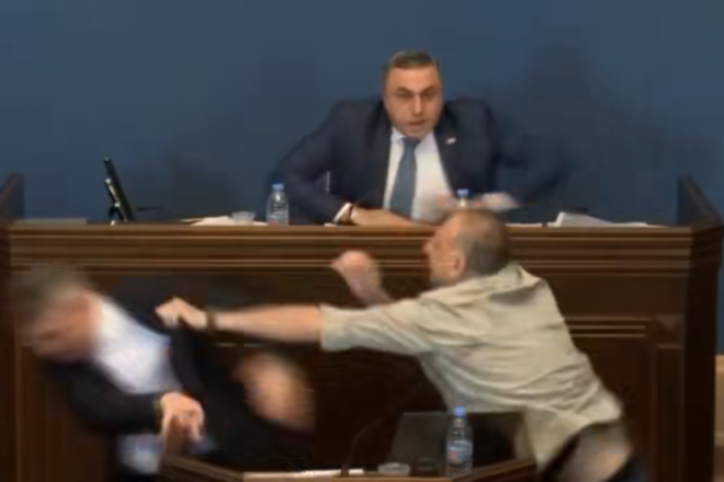 [VÍDEO] Un diputat opositor propina un cop de puny al cap del partit governamental georgià