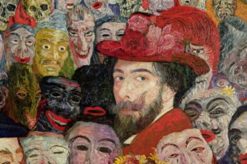 James Ensor, ‘El meu retrat envoltat de màscares’, 1899 (detall).