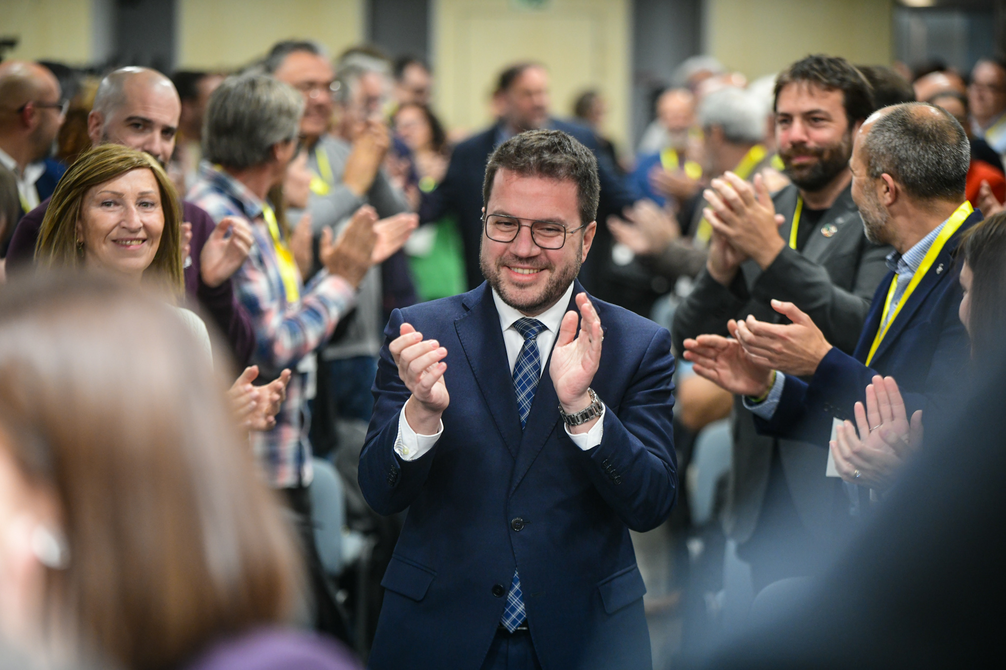 Pere Aragonès, cap de llista d'ERC a les eleccions a Catalunya, en un moment del consell nacional (fotografia: ERC / Marc Puig).