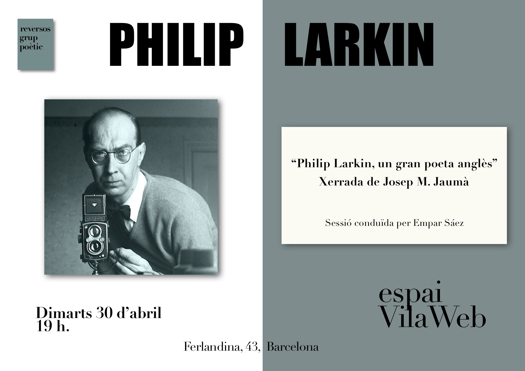 Reversos presenta “Philip Larkin, un gran poeta anglès”, una xerrada amb Josep M. Jaumà