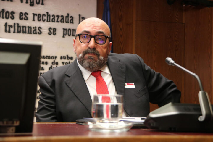 L'ex-assessor de l'ex-ministre José Luis Ábalos, Koldo García, avui en una compareixença de la comissió d'investigació del senat espanyol (fotografia: ACN / Miquel Vera).