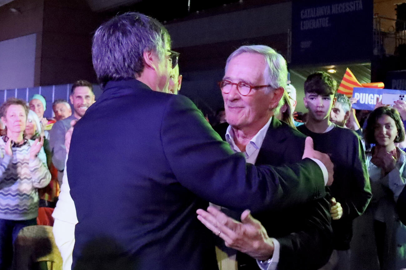 Carles Puigdemont i Xavier Trias, fa dos anys, en un míting a Argelers (fotografia: ACN.)