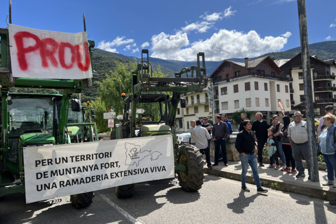Els ramaders tallen la C-13 a Sort en protesta contra l’ós al Pirineu