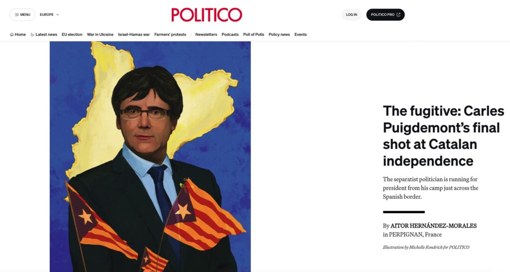 La portada de Politico amb el reportatge de Carles Puigdemont