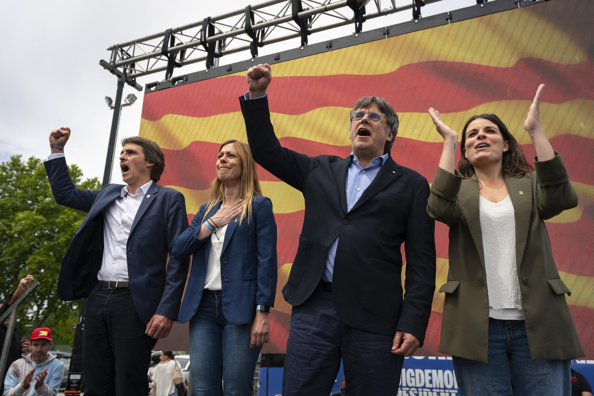 Carles Puigdemont a Argelers, dissabte (fotografia: David Borrat).