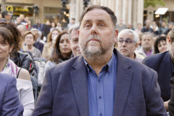 El president d'ERC, Oriol Junqueras, al míting de Lleida (fotografia: