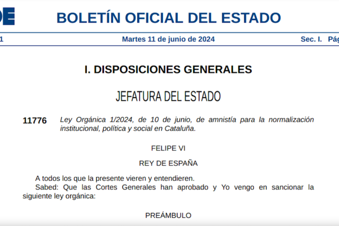 Entra en vigor la llei d’amnistia i comença la batalla judicial per a fer-la valer