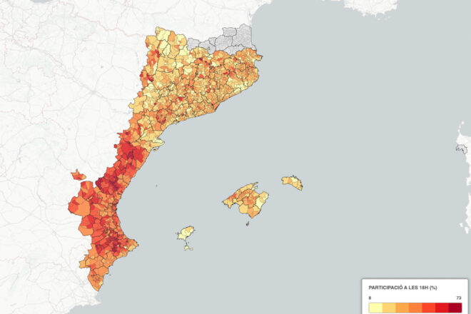 [MAPES] La participació fins a les 18.00, municipi per municipi: l’abstenció es dispara, sobretot a Catalunya