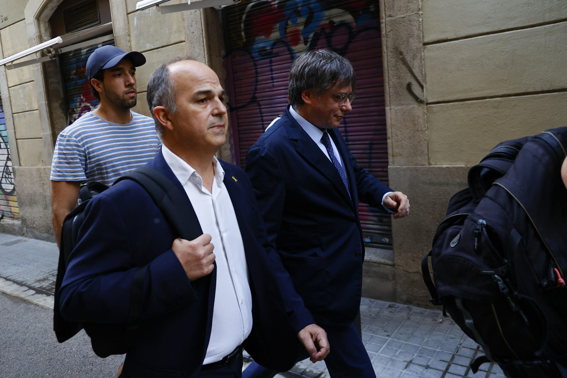 Jordi Turull i Carles Puigdemont, el 8 d'agost a Barcelona (fotografia: EFE/ Quique Garcia).