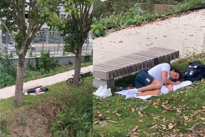 [VÍDEO] Enxampen un campió olímpic dormint en un parc de París