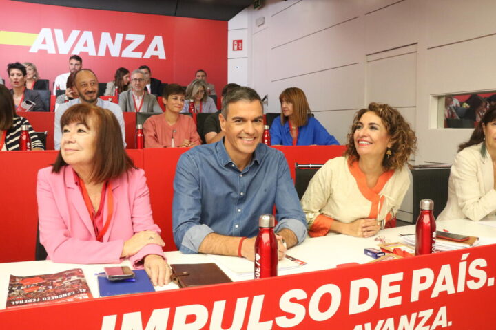 El president espanyol, Pedro Sánchez, al comitè federal del PSOE (fotografia: ACN/Roger Pi de Cabanyes).