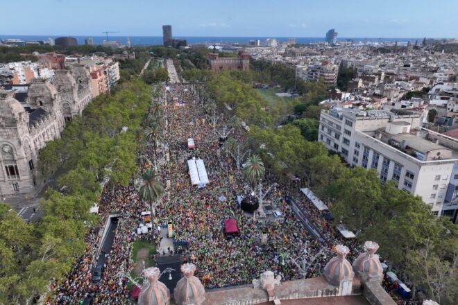 Les imatges aèries que mostren la magnitud de la manifestació de la Diada a Barcelona