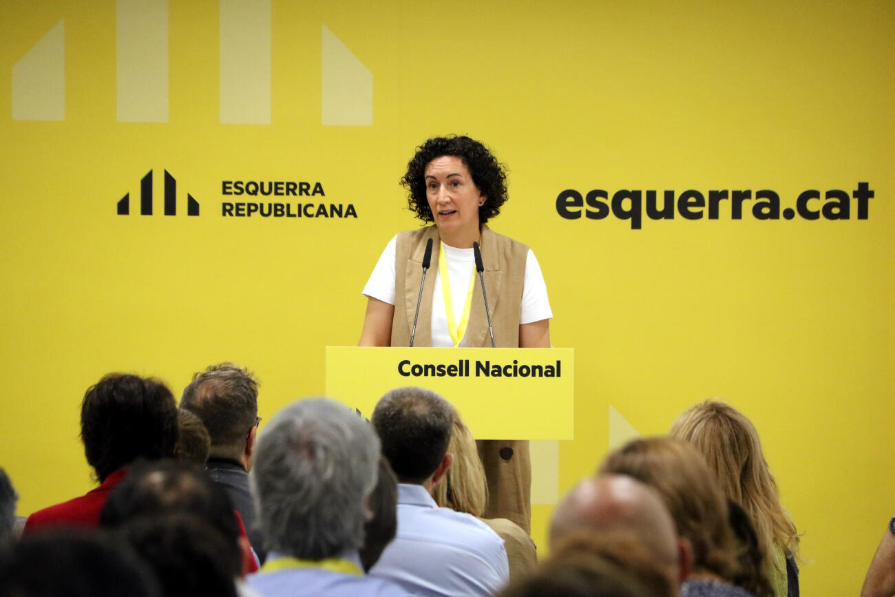 La secretària general d'ERC, Marta Rovira, intervenint en el darrer consell nacional del partit (Fotografia: ACN)