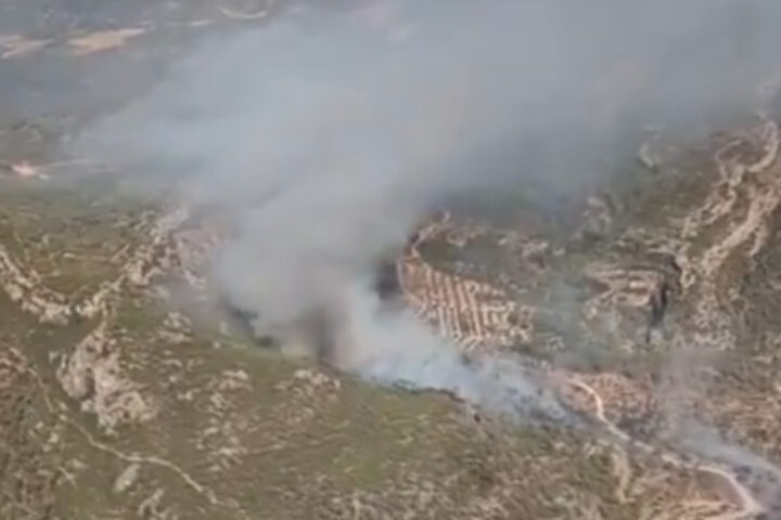 Un moment de l'incendi (fotografia: bombers de la Generalitat de Catalunya).