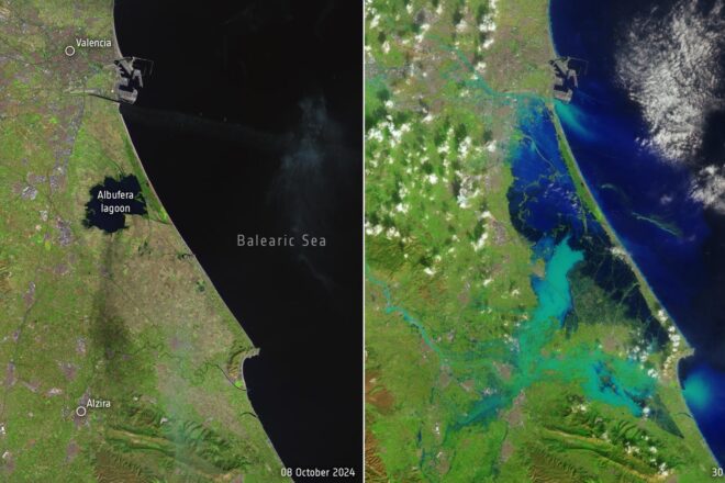 L’Agència Espacial Europea publica imatges per satèl·lit d’abans i després de les inundacions