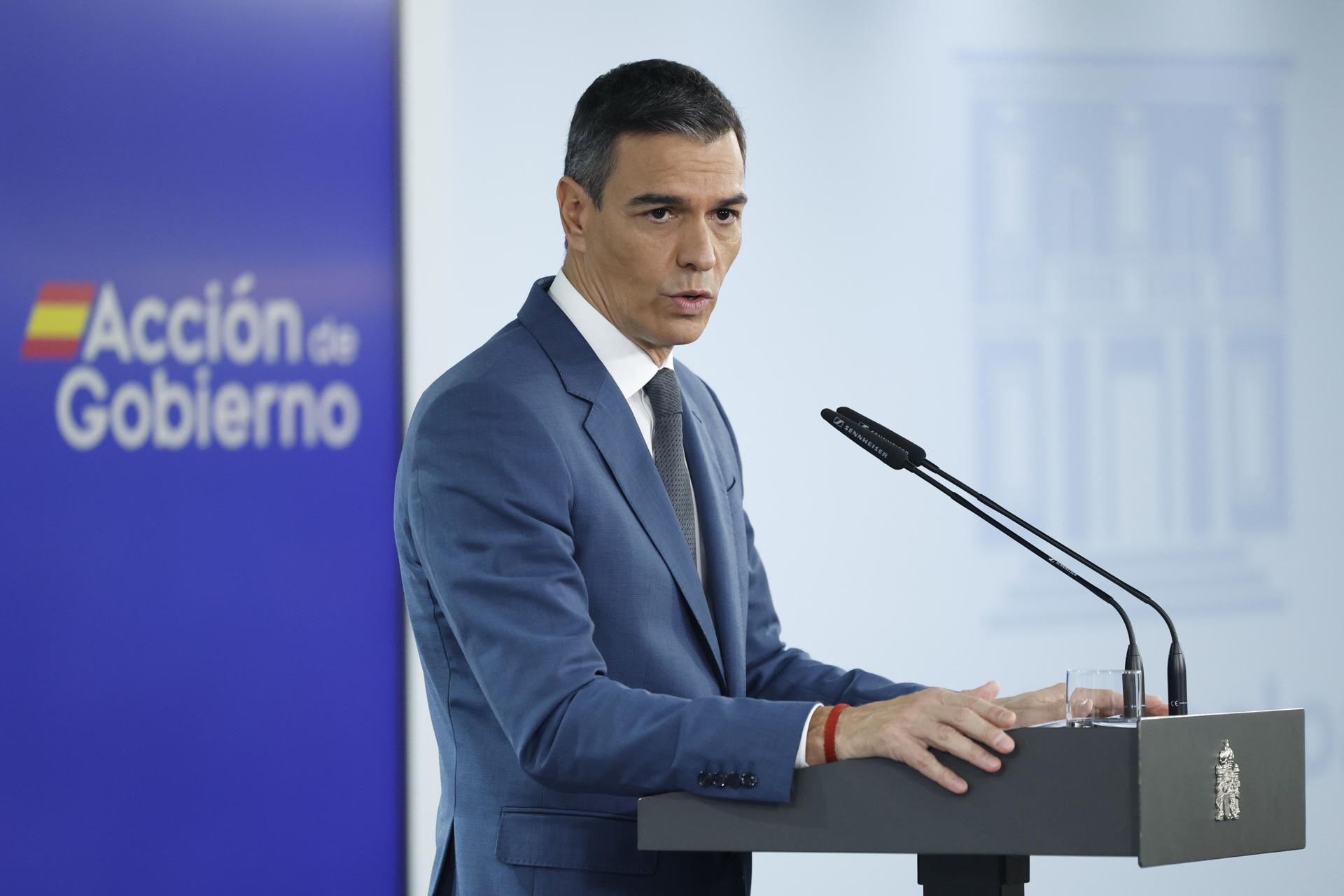 El president espanyol, Pedro Sánchez, en la compareixença a la Moncloa del 5 de novembre (Fotografia: EFE/ Mariscal)